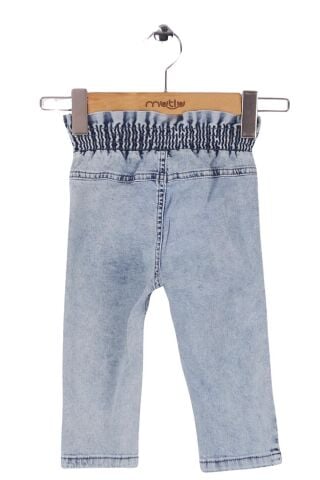 Mutlu Kids Beli Lastikli Kız Bebek Kot Pantolon AÇIK MAVİ KAR - 24-30 Ay