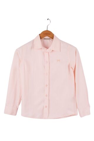 Mutlu Nakışlı Erkek Uzun Kol Gömlek Pudra - 11 Yaş