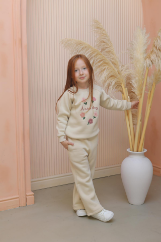 SÜZENE NAKIŞLI KIZ TAKIM Krem - 6 Yaş