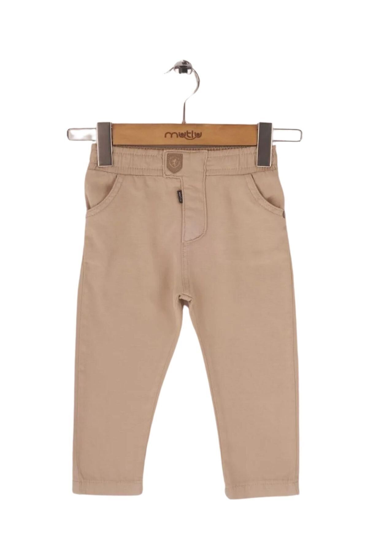 Mutlu Kids Beli Lastikli Erkek Bebek Gabardin Pantolon Bej - 18-24 Ay