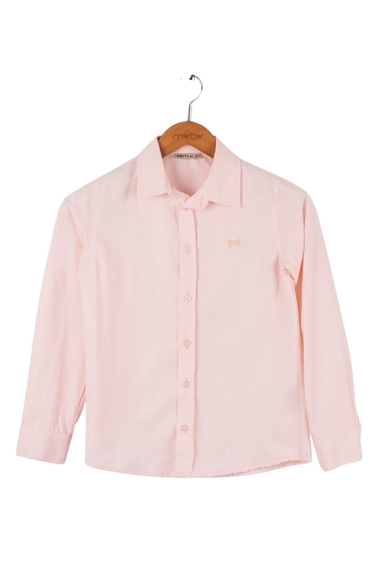 Mutlu Nakışlı Erkek Uzun Kol Gömlek Pudra - 14 Yaş