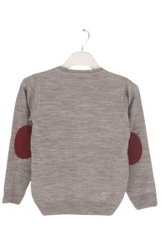 Mutlu Kids Dirsek Yama Detaylı Erkek Çocuk Kazak Gri - 5 Yaş