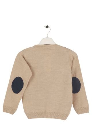 Mutlu Kids Dirsek Yama Detaylı Erkek Çocuk Kazak Bej - 7-8 Yaş