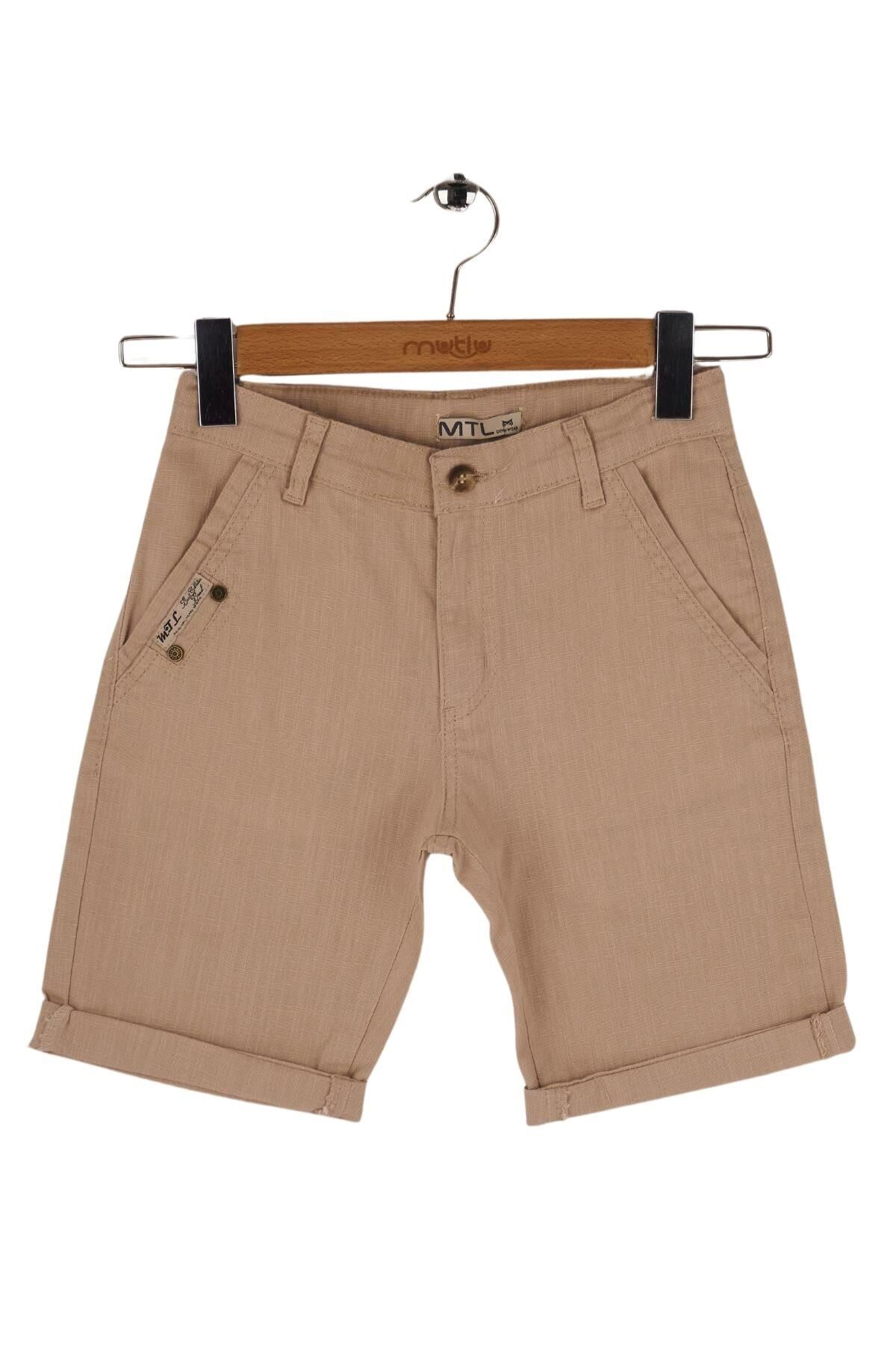 Mutlu Kids Cepli Erkek Çocuk Şort Bej - 15 Yaş