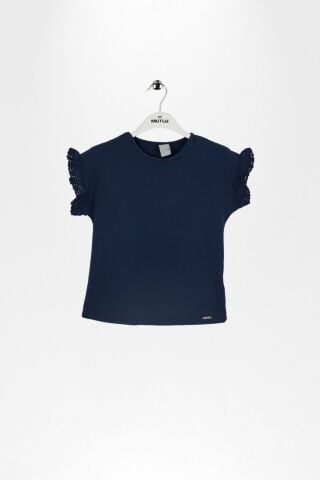 Fırfır Kol Detaylı Kısa Kol Regular Kız Çocuk Tişört ÇAĞLA - 9 Yaş