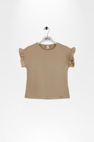 Fırfır Kol Detaylı Kısa Kol Regular Kız Çocuk Tişört ÇAĞLA - 9 Yaş