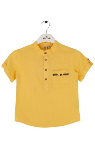 Mutlu Kids Hakim Yaka Kısa Kollu Erkek Çocuk Gömlek Sarı - 3 Yaş