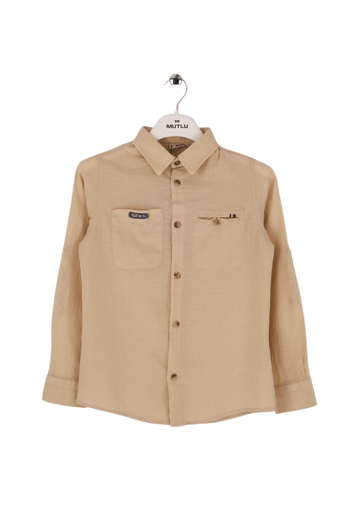 Mutlu Kids Düz Renk Uzun Kollu Erkek Çocuk Gömlek