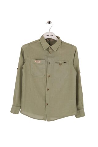 Mutlu Kids Düz Renk Uzun Kollu Erkek Çocuk Gömlek Gri - 14 Yaş