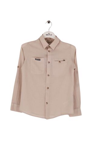 Mutlu Kids Düz Renk Uzun Kollu Erkek Çocuk Gömlek