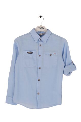 Mutlu Kids Düz Renk Uzun Kollu Erkek Çocuk Gömlek Gri - 14 Yaş