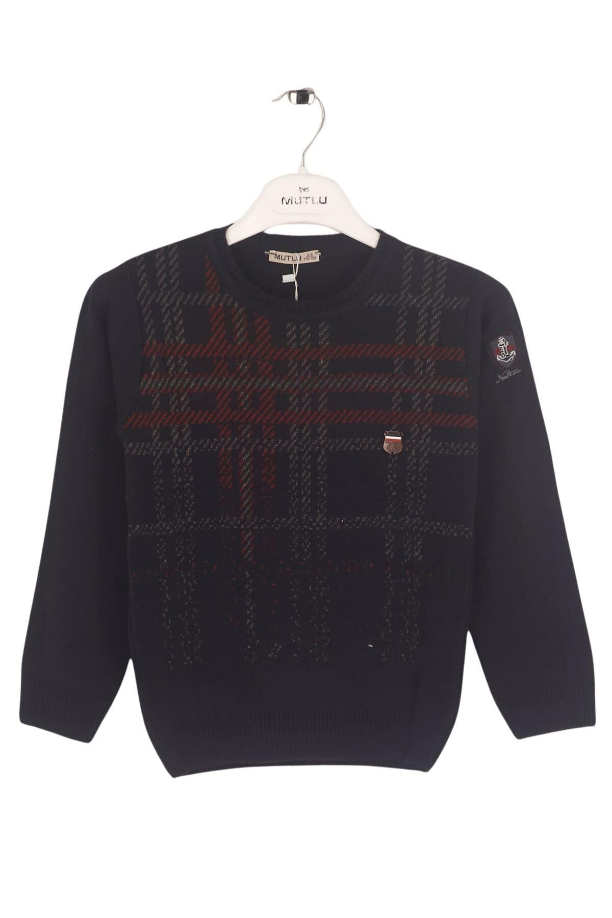 Mutlu Kids Dirsek Yama Detaylı Erkek Çocuk Kazak Siyah - 5-6 Yaş