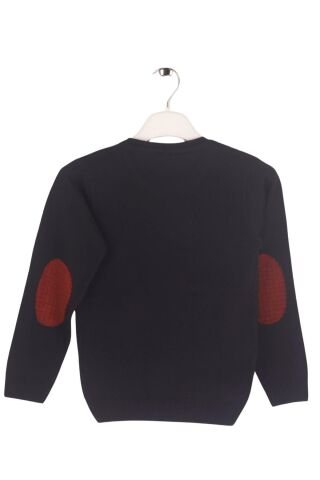 Mutlu Kids Dirsek Yama Detaylı Erkek Çocuk Kazak Siyah - 7-8 Yaş