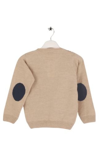 Mutlu Kids Dirsek Yama Detaylı Erkek Çocuk Kazak Bej - 7-8 Yaş