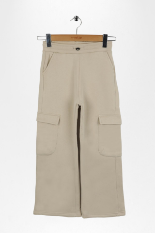 CEP DETAYLI KIZ ŞARDONLU TAKIM Krem - 8 Yaş