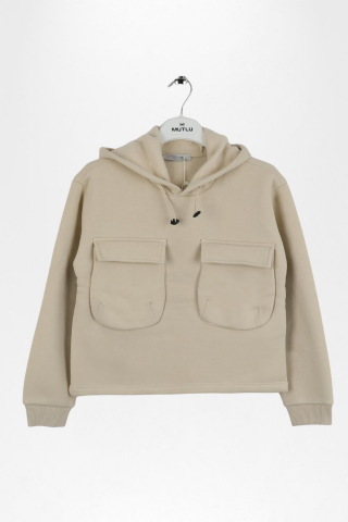 CEP DETAYLI KIZ ŞARDONLU TAKIM Krem - 9 Yaş