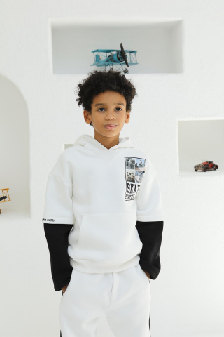 ERKEK KOL GARNİLİ SWEAT Gri - 9 Yaş