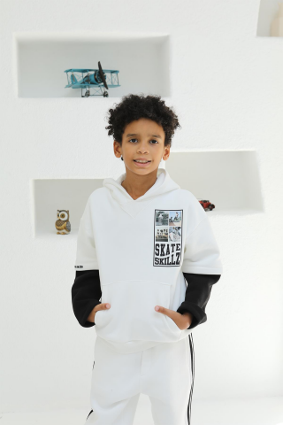 ERKEK KOL GARNİLİ SWEAT Gri - 9 Yaş