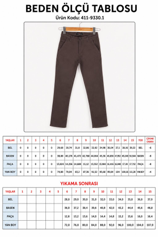Mutlu Kids Erkek Çocuk Gabardin Pantolon Antrasit - 15 Yaş