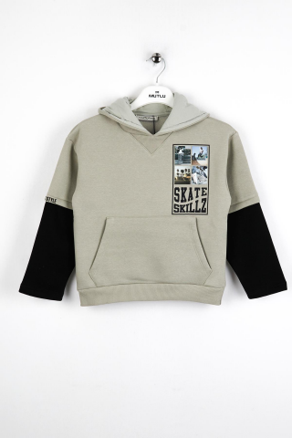 ERKEK KOL GARNİLİ SWEAT Gri - 8 Yaş