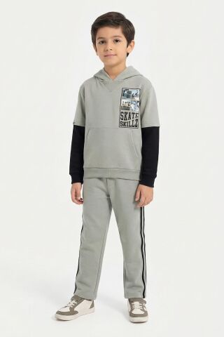 ERKEK KOL GARNİLİ SWEAT Gri - 9 Yaş