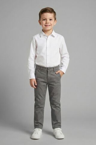 Mutlu Kids Erkek Çocuk Gabardin Pantolon Gri - 7 Yaş