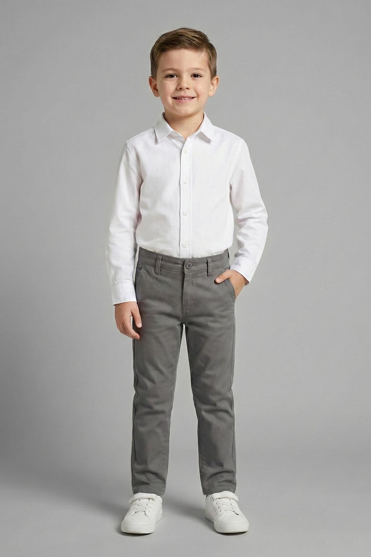 Mutlu Kids Erkek Çocuk Gabardin Pantolon Gri - 9 Yaş