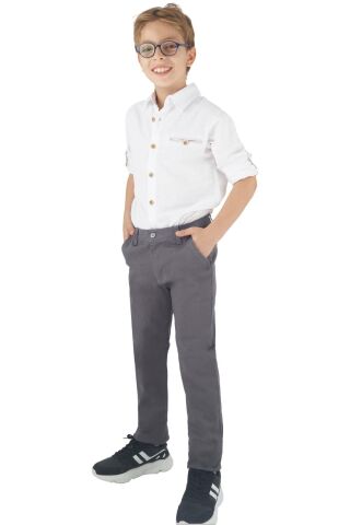 Mutlu Kids Erkek Çocuk Gabardin Pantolon Gri - 9 Yaş