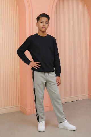 ÇİZGİLİ ERKEK EŞOFMAN ALT Gri - 9 Yaş