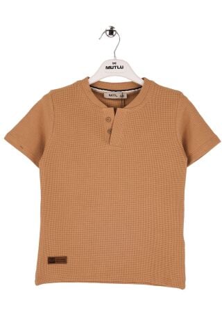 Mutlu Kids Deri Detaylı Erkek Tişört