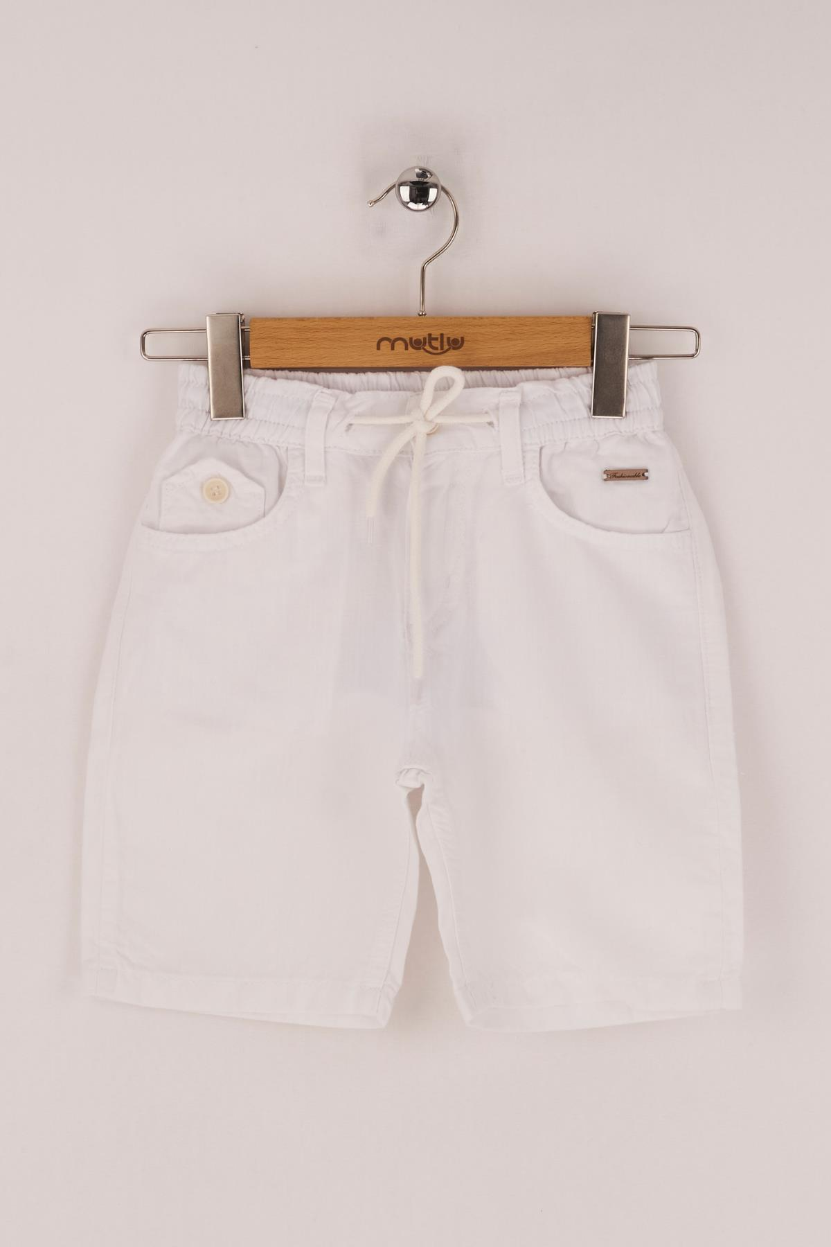Mutlu Kids Erkek Çocuk Bermuda Şort Beyaz - 4 Yaş