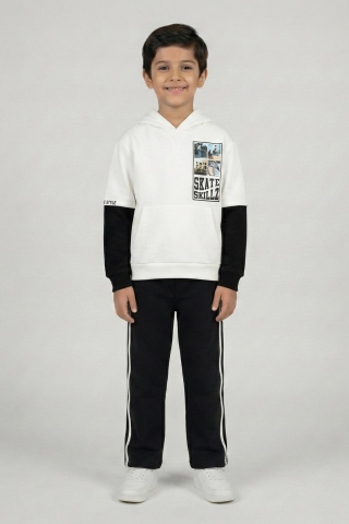 ÇİZGİLİ ERKEK EŞOFMAN ALT Siyah - 9 Yaş