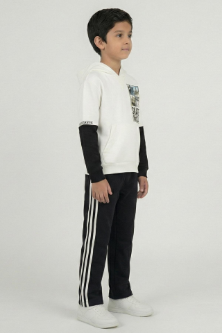 ÇİZGİLİ ERKEK EŞOFMAN ALT Siyah - 9 Yaş