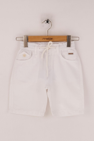 Mutlu Kids Erkek Çocuk Bermuda Şort Beyaz - 7 Yaş