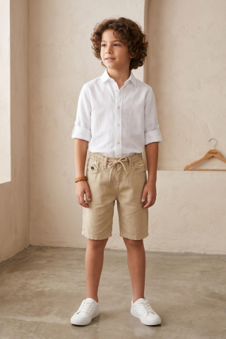 Mutlu Kids Erkek Çocuk Bermuda Şort Bej - 5 Yaş