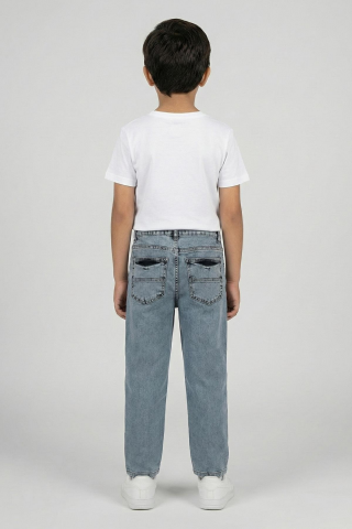 CEP PARÇASI DETAYLI ERKEK KOT PANTOLON ORTA MAVİ - 9 Yaş