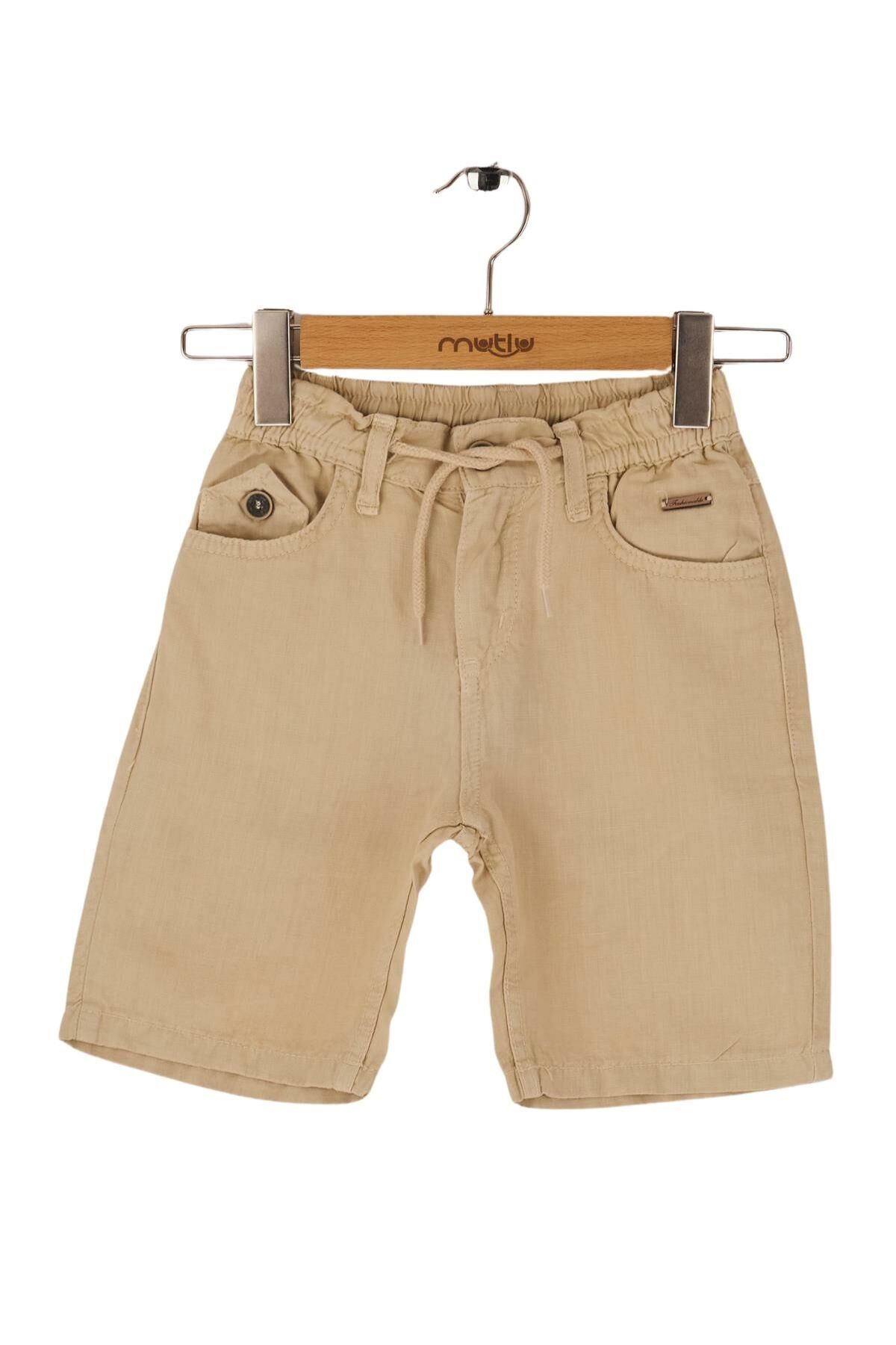 Mutlu Kids Erkek Çocuk Bermuda Şort Bej - 8 Yaş