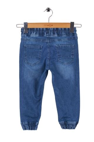 Mutlu Kids Beli ve Paçası Lastikli Erkek Çocuk Kot Pantolon ORTA MAVİ - 6 Yaş