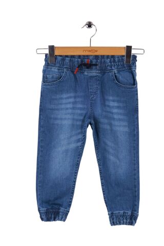 Mutlu Kids Beli ve Paçası Lastikli Erkek Çocuk Kot Pantolon ORTA MAVİ - 14 Yaş