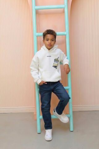 CEP PARÇASI DETAYLI ERKEK KOT PANTOLON ORTA MAVİ - 9 Yaş