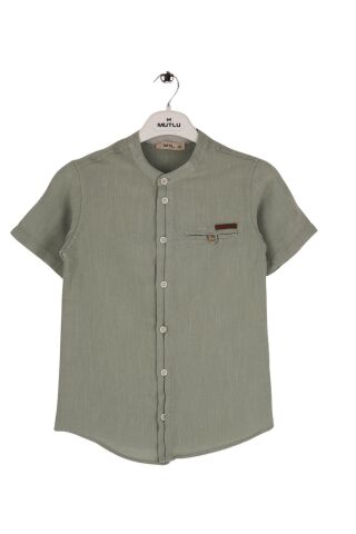 Mutlu Kids Hakim Yaka Kısa Kollu Erkek Çocuk Gömlek Haki - 1 Yaş