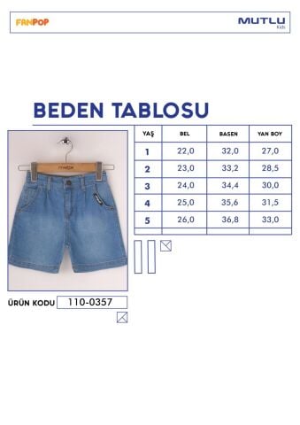 Mutlu Kids Erkek Çocuk Bebek Kot Şort ORTA MAVİ - 1 Yaş