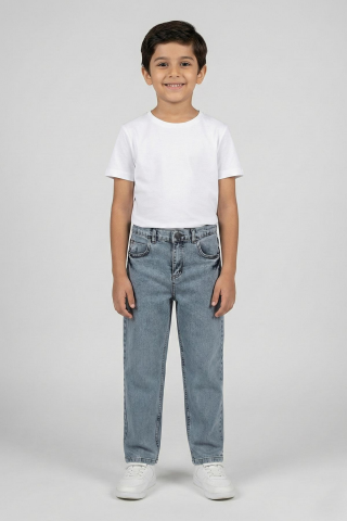 CEP PARÇASI DETAYLI ERKEK KOT PANTOLON AÇIK MAVİ KAR - 9 Yaş