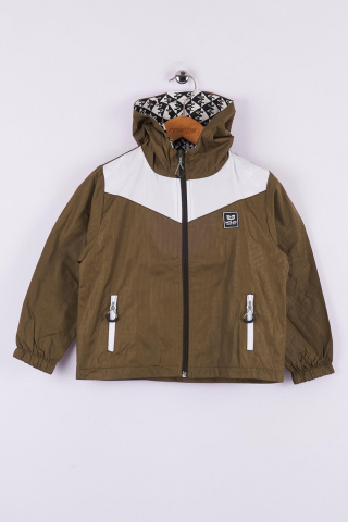 Mutlu Kids Erkek Çocuk Kapüşonlu Yağmurluk Haki - 7 Yaş