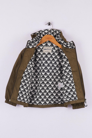 Mutlu Kids Erkek Çocuk Kapüşonlu Yağmurluk Haki - 7 Yaş