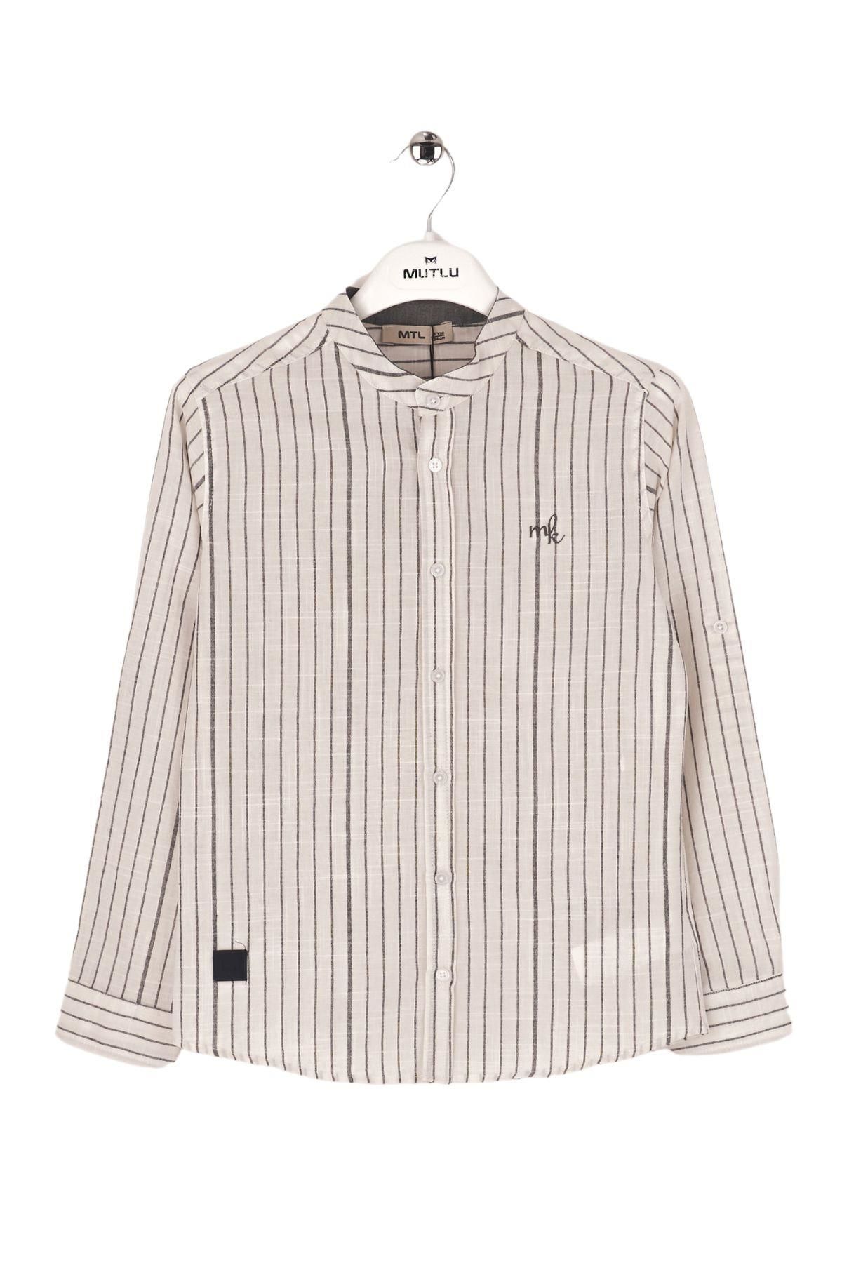 Mutlu Kids Hakim Yaka Çizgili Erkek Çocuk Gömlek