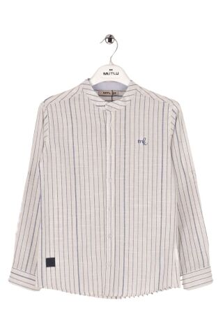 Mutlu Kids Hakim Yaka Çizgili Erkek Çocuk Gömlek Sarı - 5 Yaş