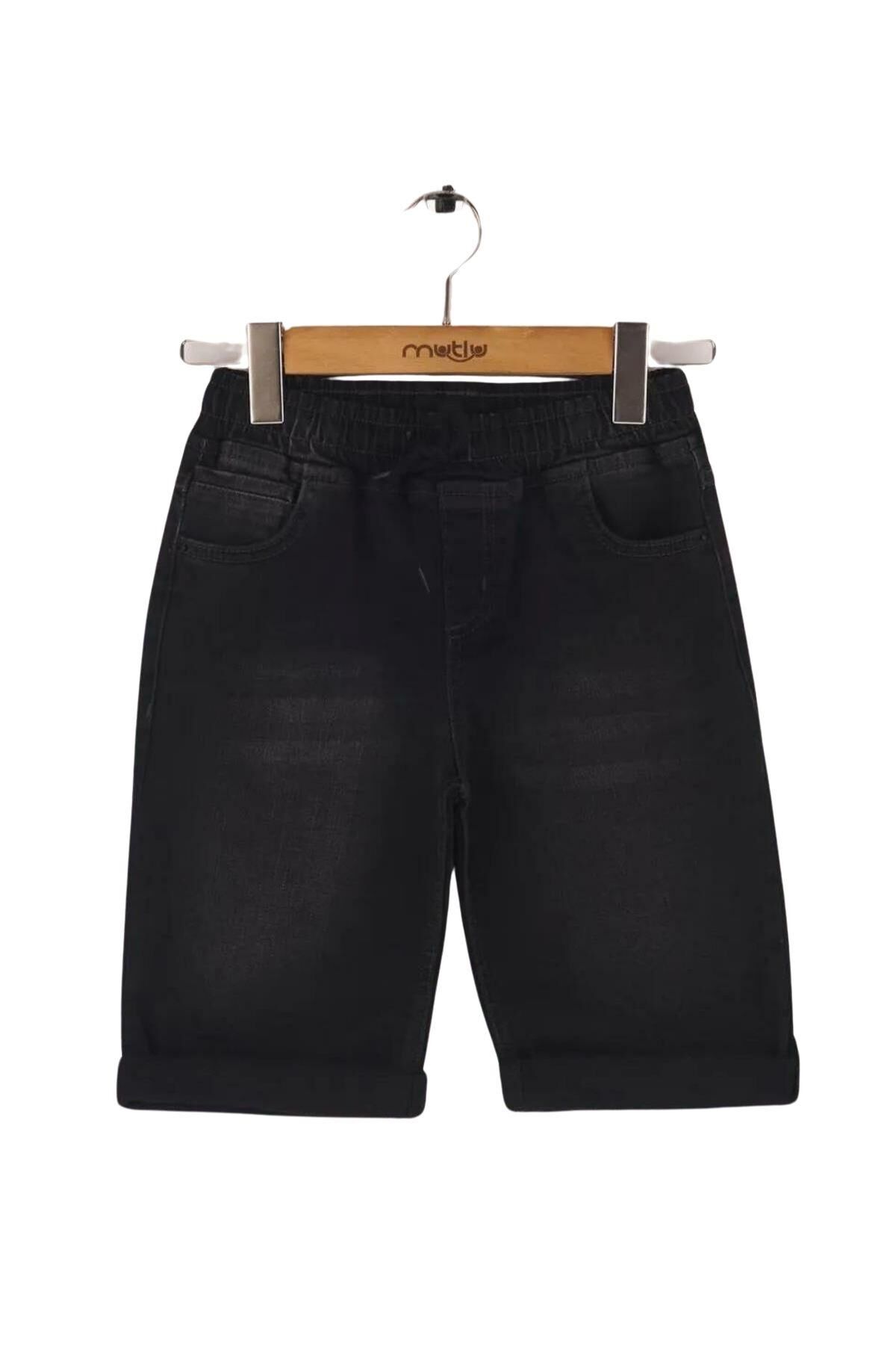 Mutlu Kids Beli Lastikli Erkek Çocuk Kot Kapri Şort