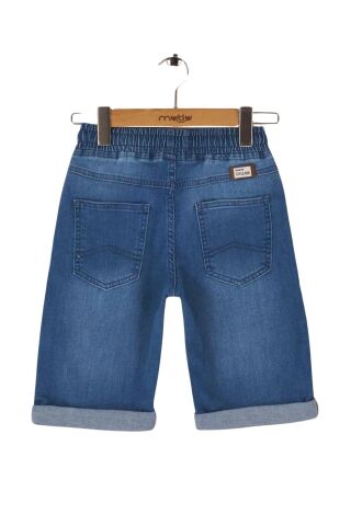 Mutlu Kids Beli Lastikli Erkek Çocuk Kot Kapri Şort BUZ MAVİ - 9 Yaş