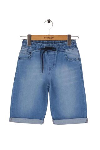Mutlu Kids Beli Lastikli Erkek Çocuk Kot Kapri Şort Füme - 3 Yaş